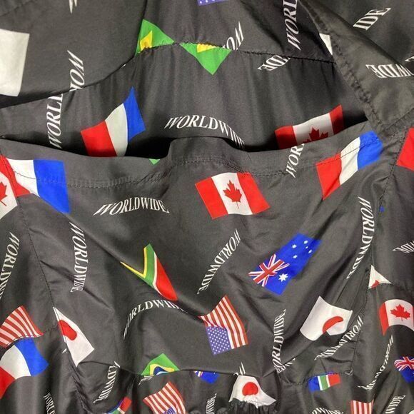 Forever 21 Windbreaker Jacket 1/4 Zip Mens Size Large‎ Flag Graphic Worldwide - Picture 7 of 10